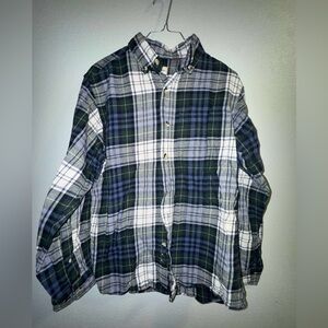 Classic Plaid Button-Down Shirt - Blue and White